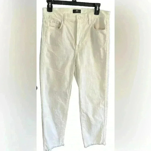 7 For all Mankind -High Waist Cropped Straight white Jeans Women’s Size 30 - Picture 1 of 12